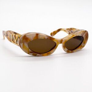 NEW VALENTINO SUNGLASSES VLS-178D HAVANA ORANGE/BROWN OVAL WOMEN EYEWEAR
